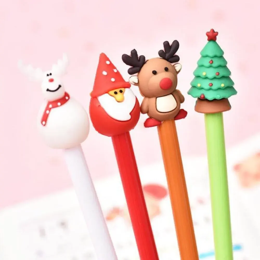 Adorable Christmas Themed Gel Pen 4pc Set‎ w/Christmas Themed Pencil Pouch~~NWOT